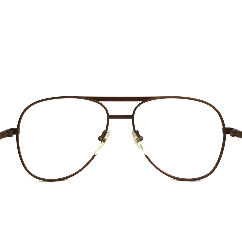 Vintage Record Eyeglasses Frames MK15 Col.714 Brown Aviator Wire Rim 56-16-140